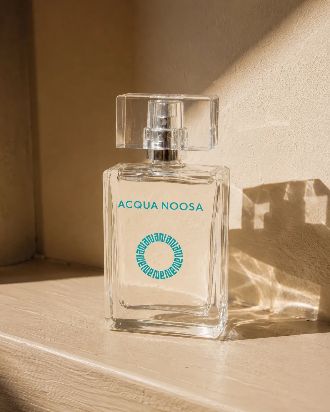 The 50ml bottle on a pale sill, casting a long shadow in afternoon sun